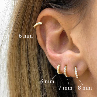 2PCS Stainless Steel Minimal Hoop Earrings Crystal Zirconia Small Huggie Thin Cartilage Earring Helix Tragus Piercing Jewelry