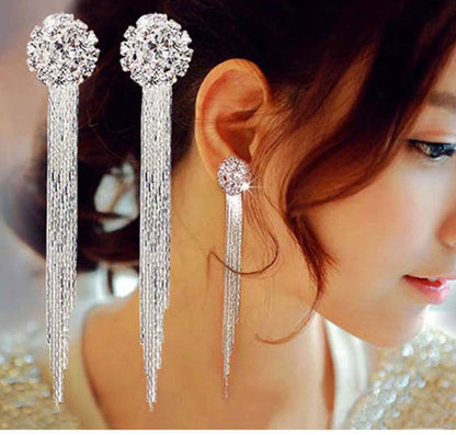 2020 New Gold Color Long Crystal Tassel Dangle Earrings for Women Wedding Drop Earring Fashion Jewelry Gifts