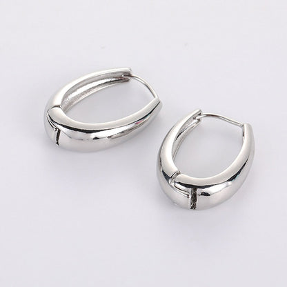 2021 New Classic Copper Alloy Smooth Metal Hoop Earrings For Woman Fashion Korean Jewelry Temperament  Daily Wear earrings