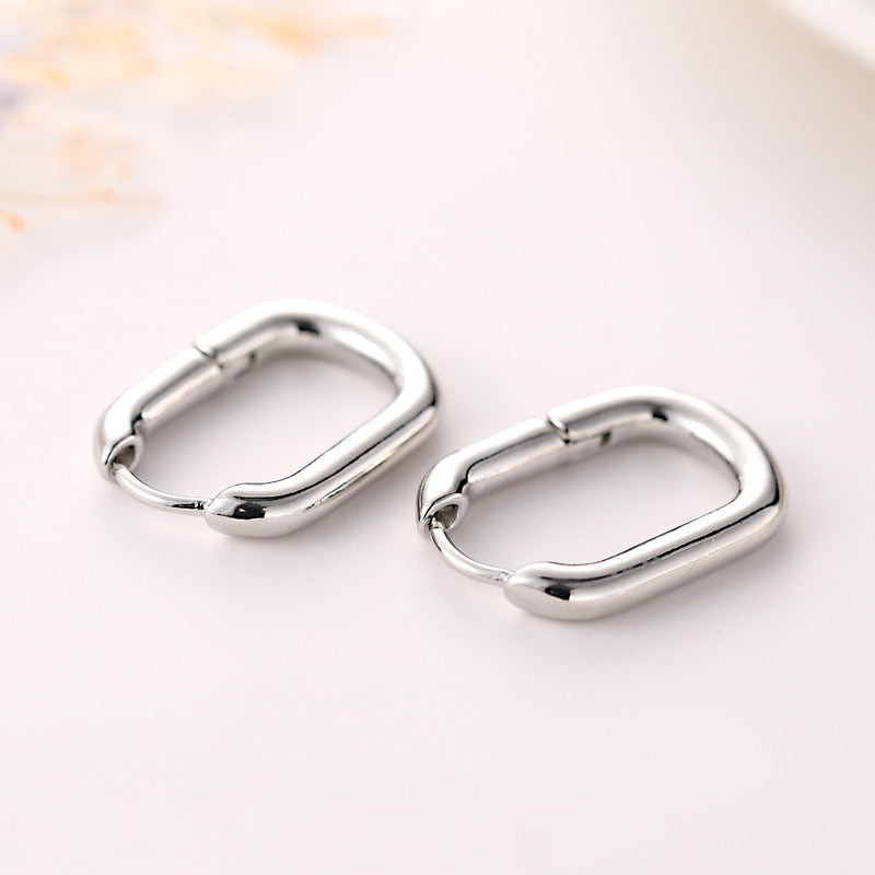 2021 New Classic Copper Alloy Smooth Metal Hoop Earrings For Woman Fashion Korean Jewelry Temperament  Daily Wear earrings